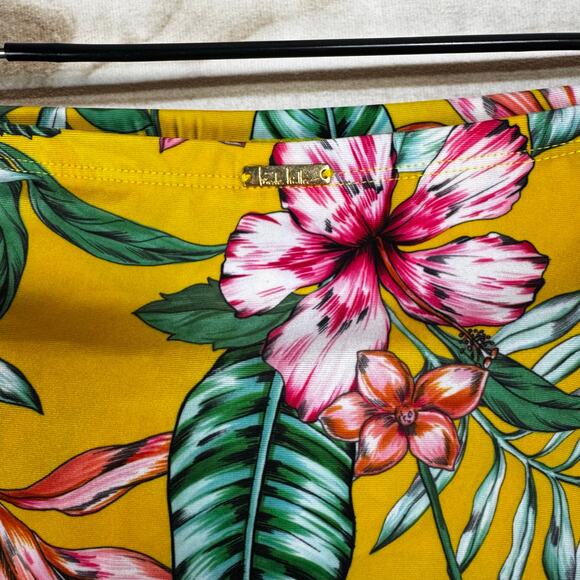 Nicole Miller Yellow Island Girl Print 2PC Tankini With Ruffle Skirt Size XL - Picture 8 of 10